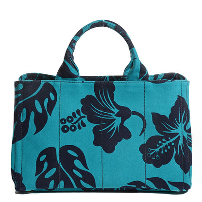 Prada Canvas Canapa Hibiscus Tote Turchese 1 of 10