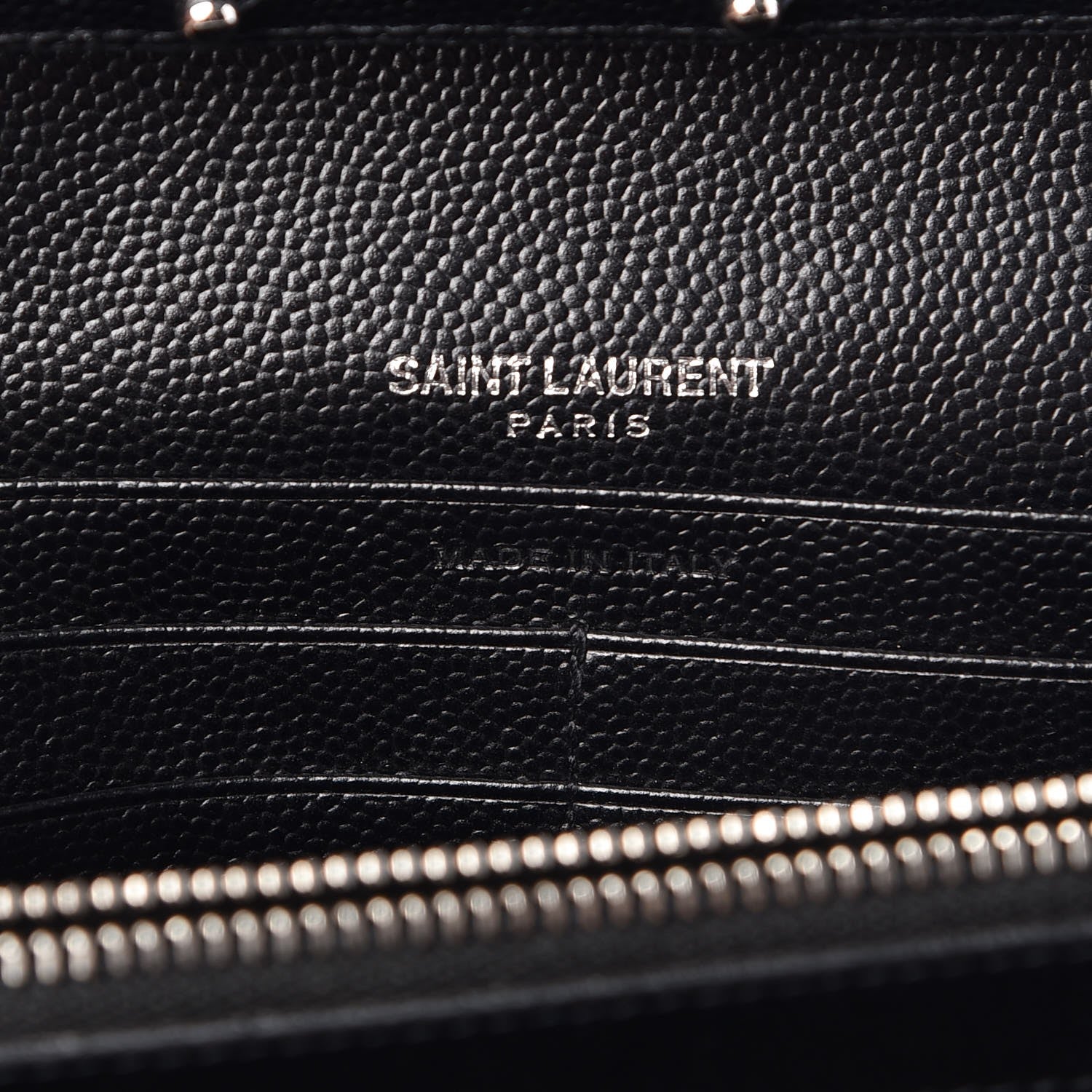 Saint Laurent Grain De Poudre Matelasse Chevron Monogram Chain Wallet Black 6 of 7