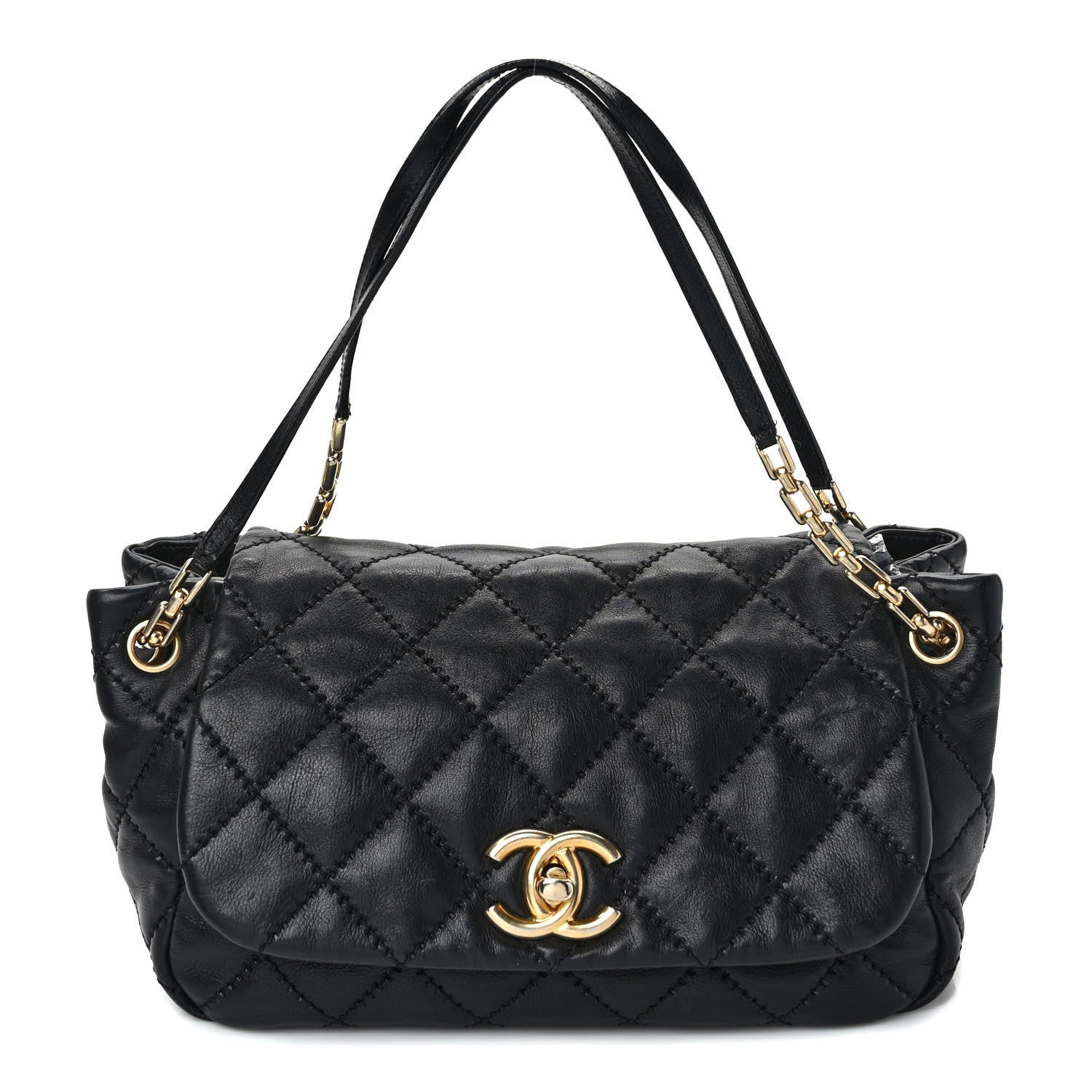 Chanel Calfskin Quilted Retro Chain Flap Black 1 of 11
