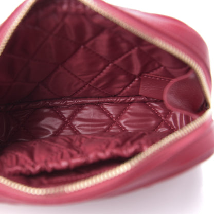 Chanel Caviar Quilted Small Curvy Pouch Cosmetic Case Red 5 of 14