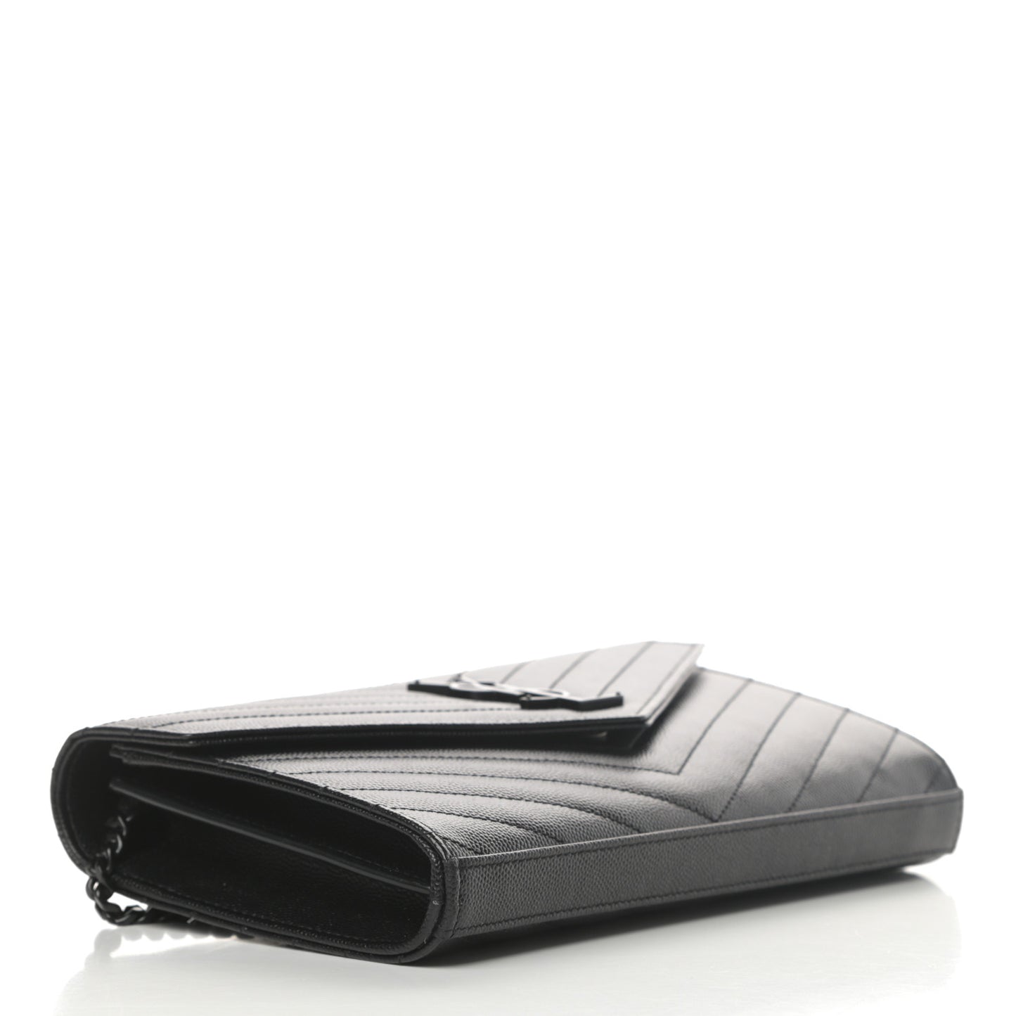 Grain De Poudre Matelasse Chevron Monogram Chain Wallet Black