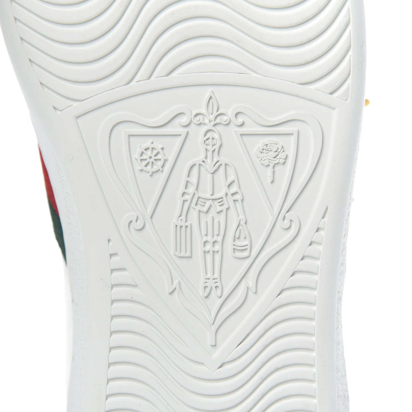 Mens Calfskin Web Studded Ace Sneakers 9.5 White