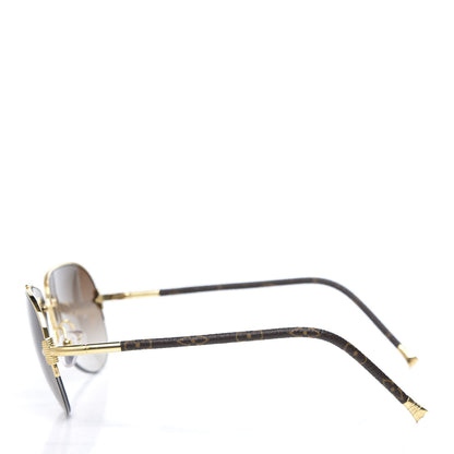 Louis Vuitton Monogram Petite Viola Pilote Aviator Sunglasses Z0571U Brown 3 of 8