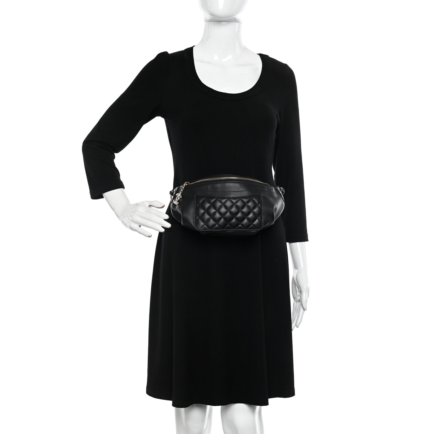 Chanel Lambskin Quilted Waist Bag Fanny Pack Black 2 of 15