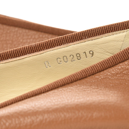 Chanel Patent Goatskin Cap Toe Ballerina Flats 37.5 Camel 7 of 9