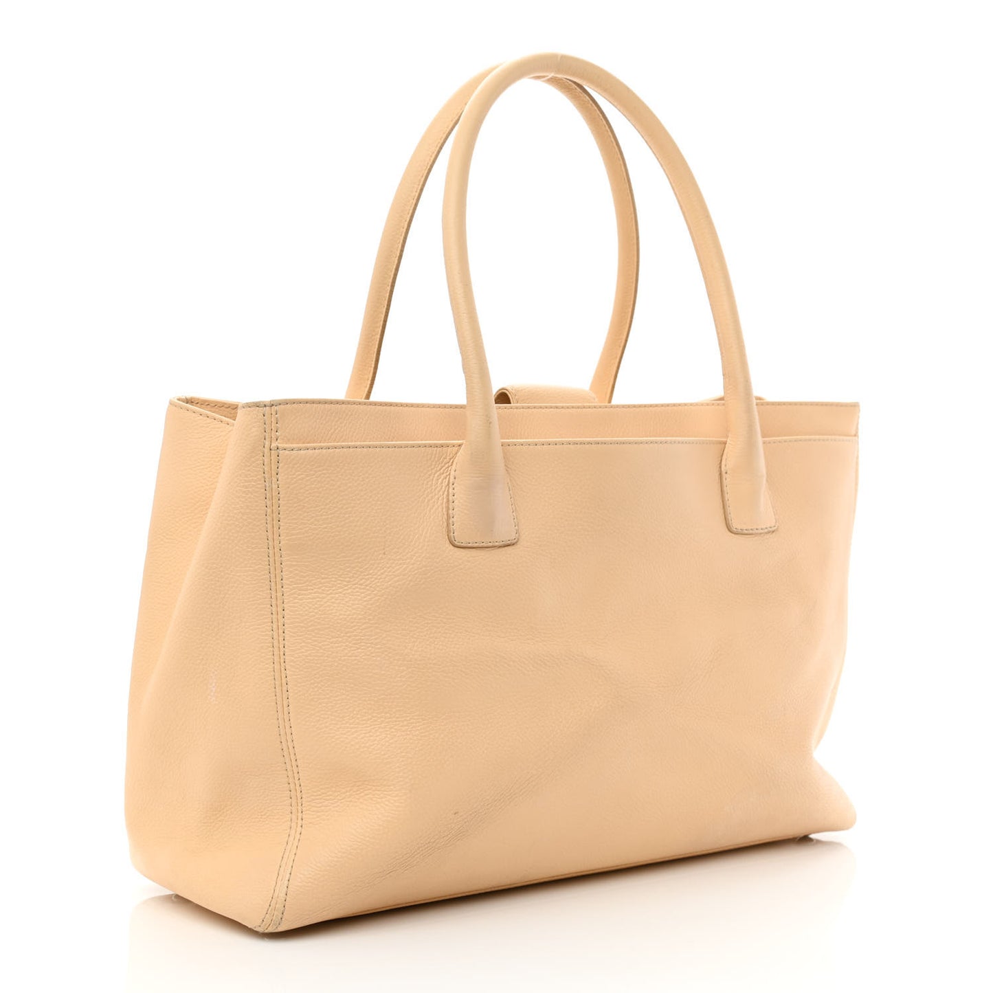 Calfskin Cerf Executive Shopper Tote Beige Clair