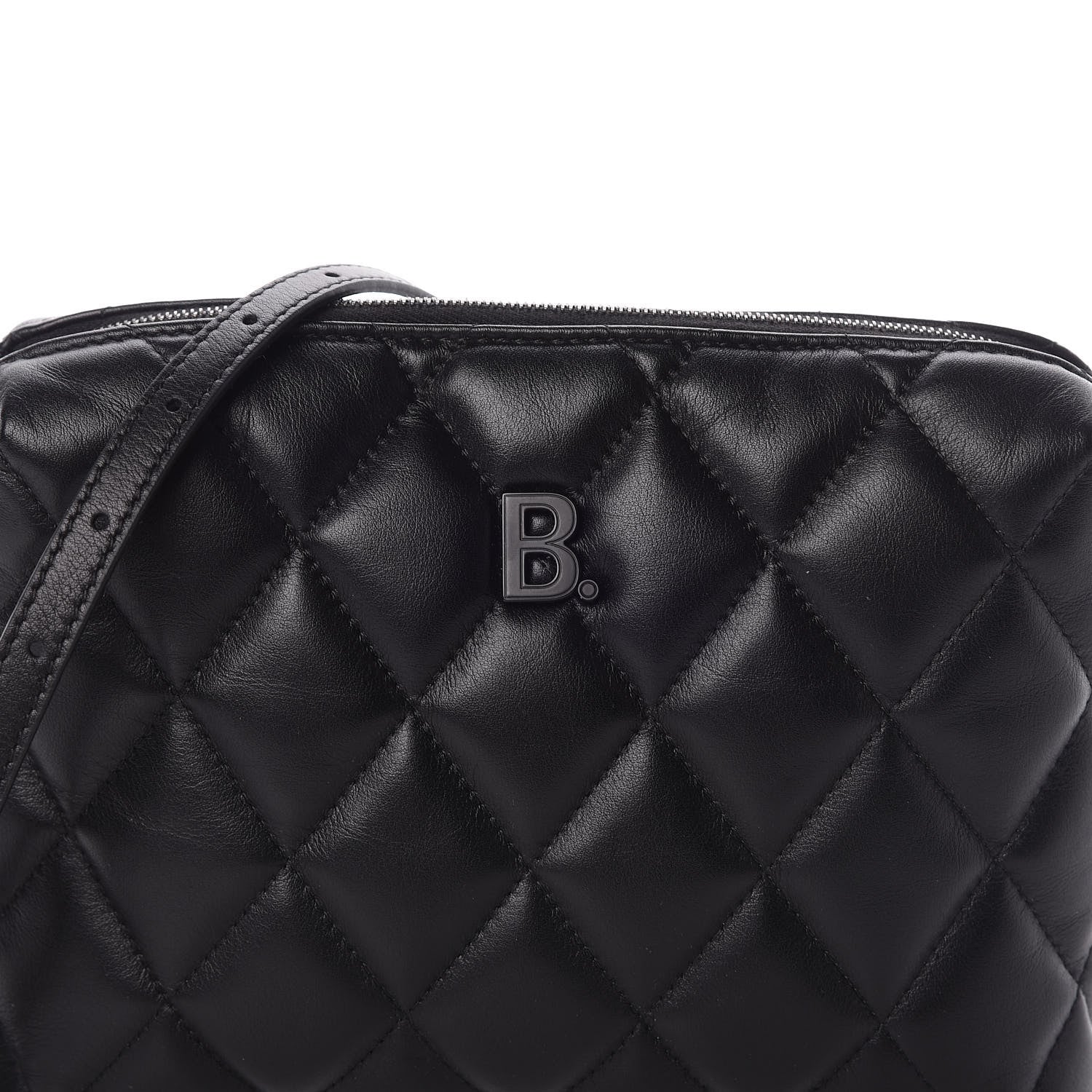 Balenciaga Nappa Calfskin Quilted Touch B Camera Shoulder Bag Black 10 of 10