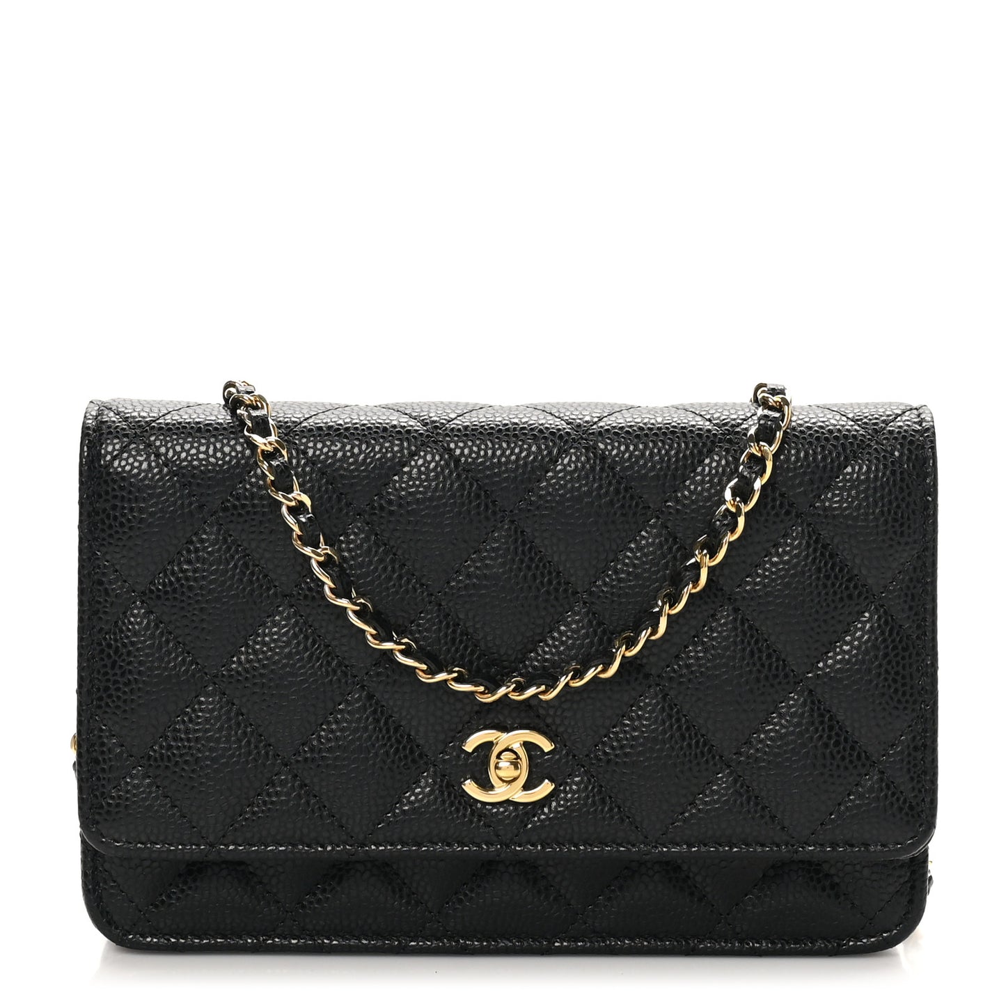 Caviar Quilted CC Turnlock Wallet On Chain Black
