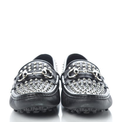 Gucci Calfskin Miro Soft Studded Womens Horsebit Driver Loafers 37 Black 2 of 12
