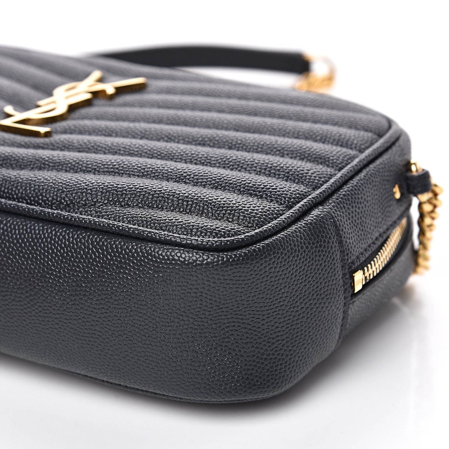 Saint Laurent Grain De Poudre Matelasse Monogram Mini Lou Camera Bag Dark Smog 8 of 8