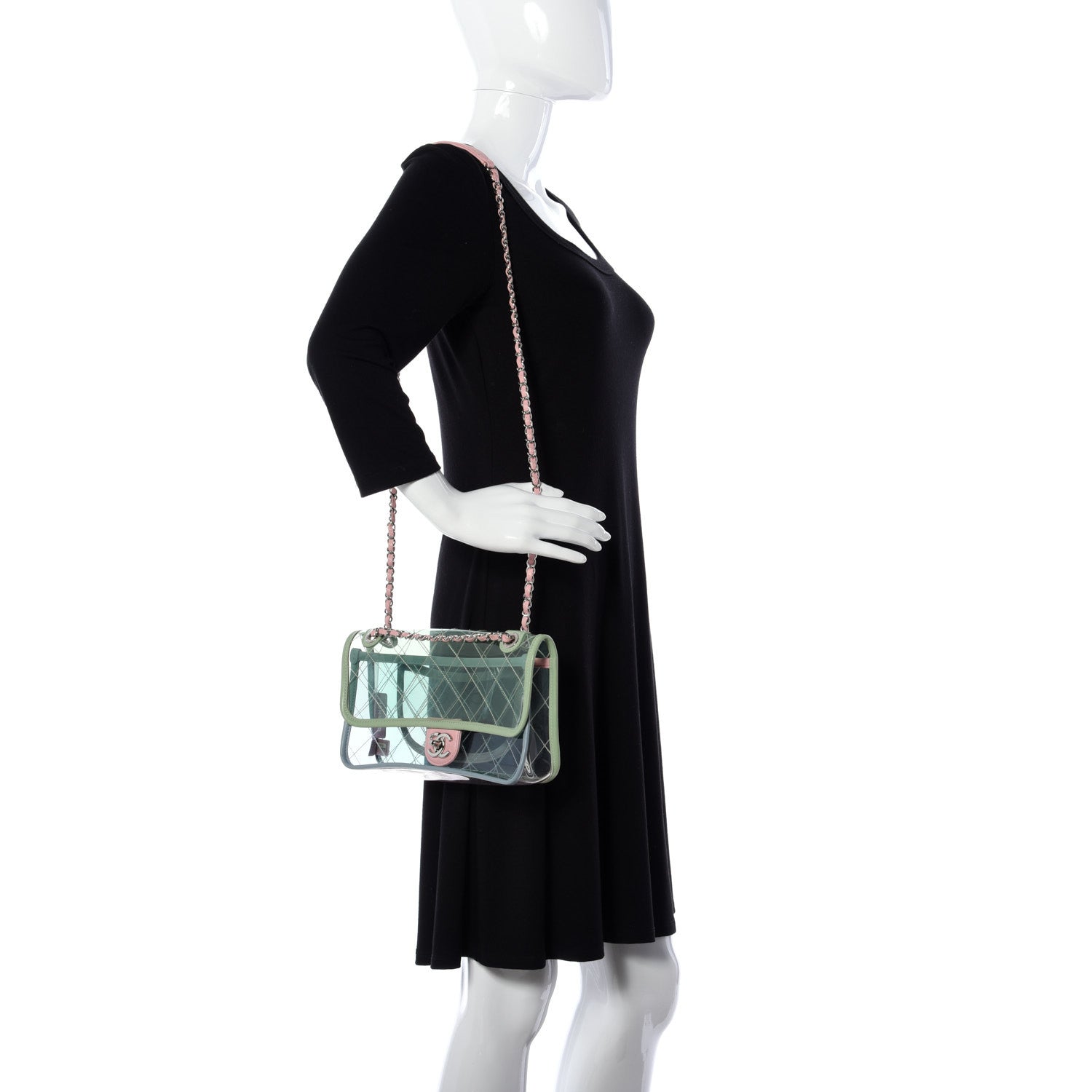 Chanel Lambskin PVC Quilted Medium Coco Splash Flap Blue Green 2 of 10
