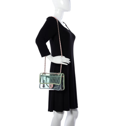 Chanel Lambskin PVC Quilted Medium Coco Splash Flap Blue Green 2 of 10