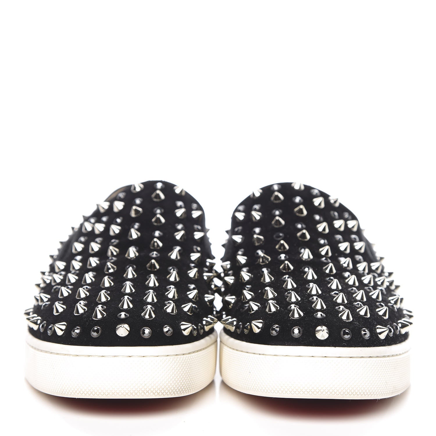Christian Louboutin Velvet Spikes Womens Roller Boat Flat 38 Black 2 of 8