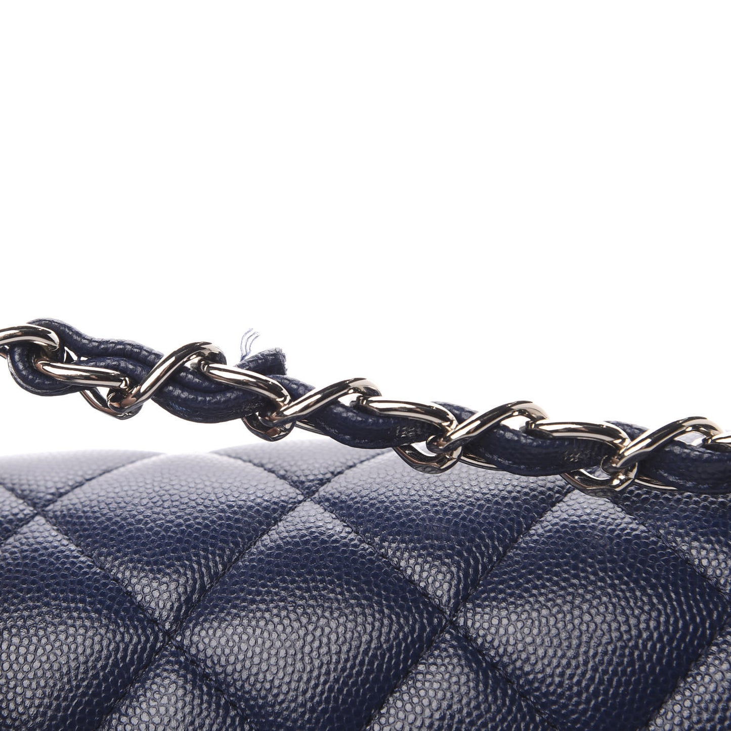 Caviar Quilted Jumbo Double Flap Navy Blue