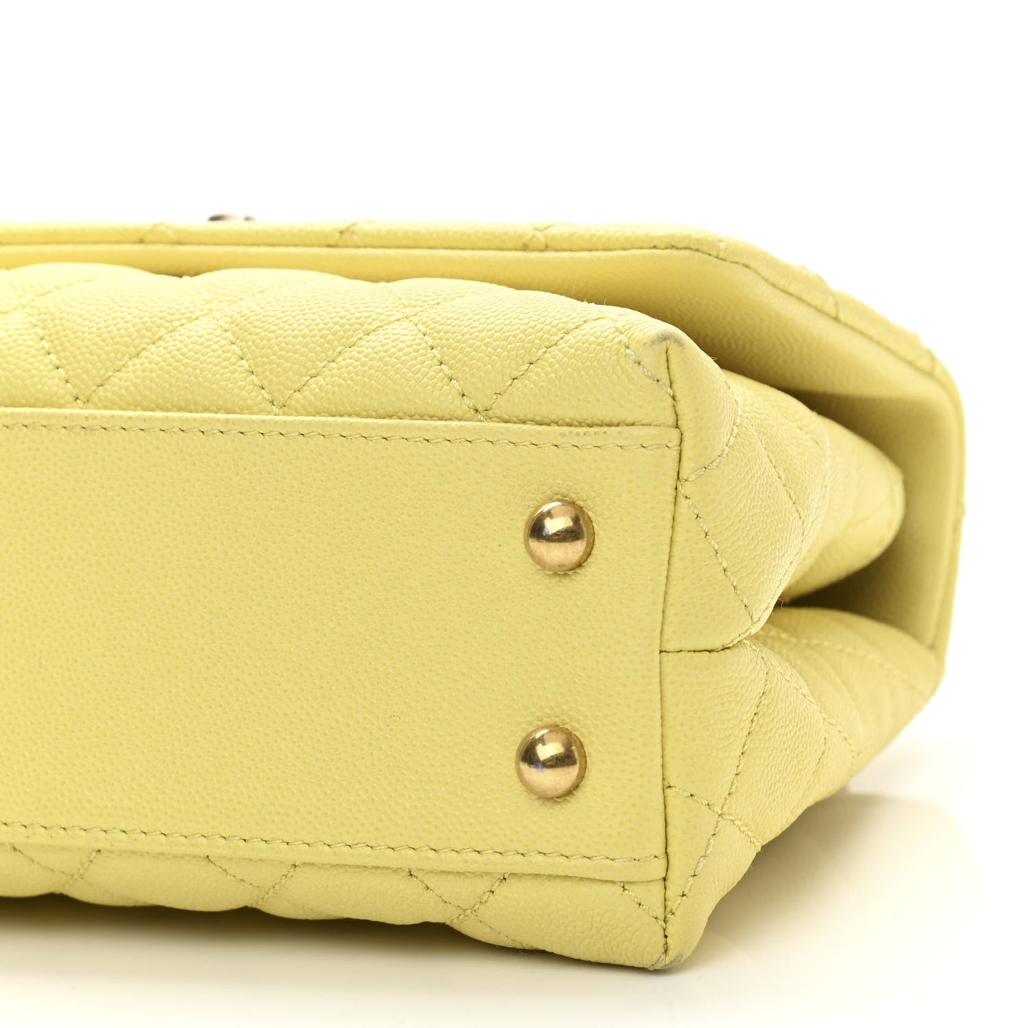 Chanel Caviar Quilted Mini Coco Handle Flap Yellow 9 of 10