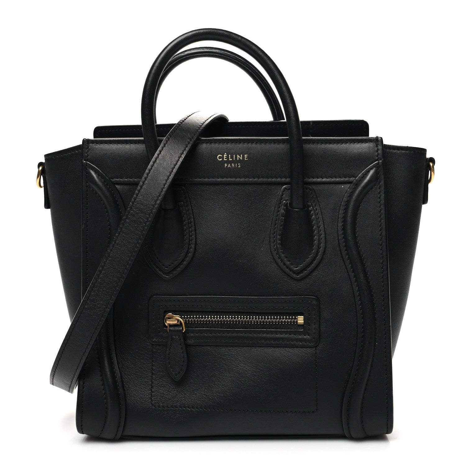 Celine Smooth Calfskin Nano Luggage Black 1 of 12