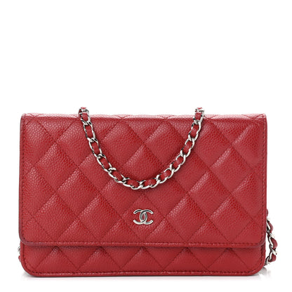 Chanel Caviar Quilted Wallet on Chain WOC Red 1 of 12