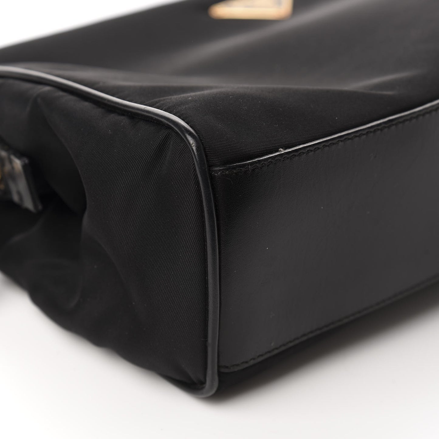 Tessuto Nylon Soft Calfskin Shoulder Bag Black