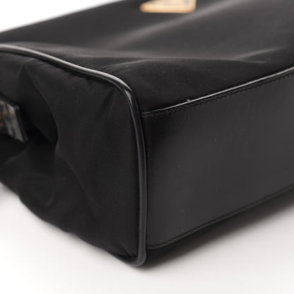 Prada Tessuto Nylon Soft Calfskin Shoulder Bag Black 6 of 11