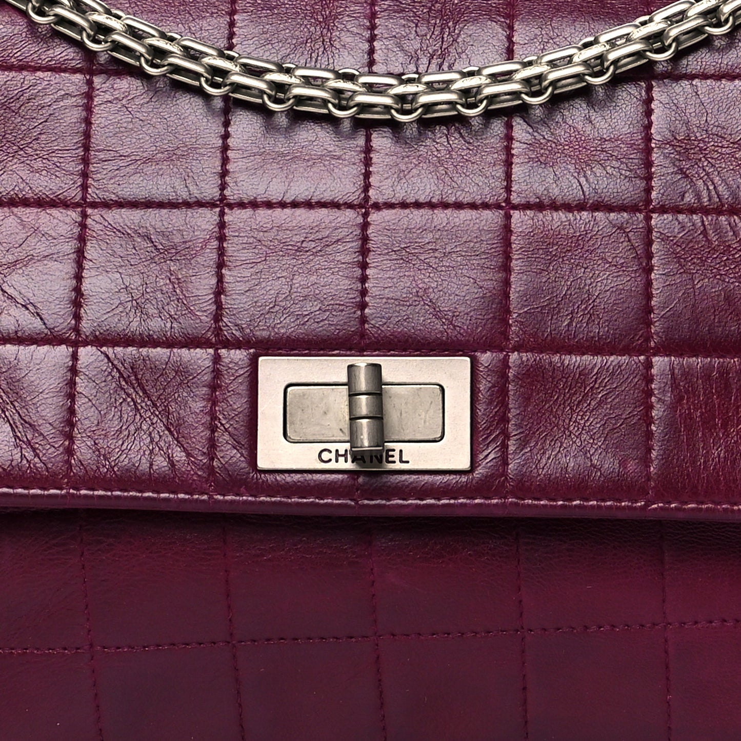 Lambskin Chocolate Bar Mademoiselle Flap Purple