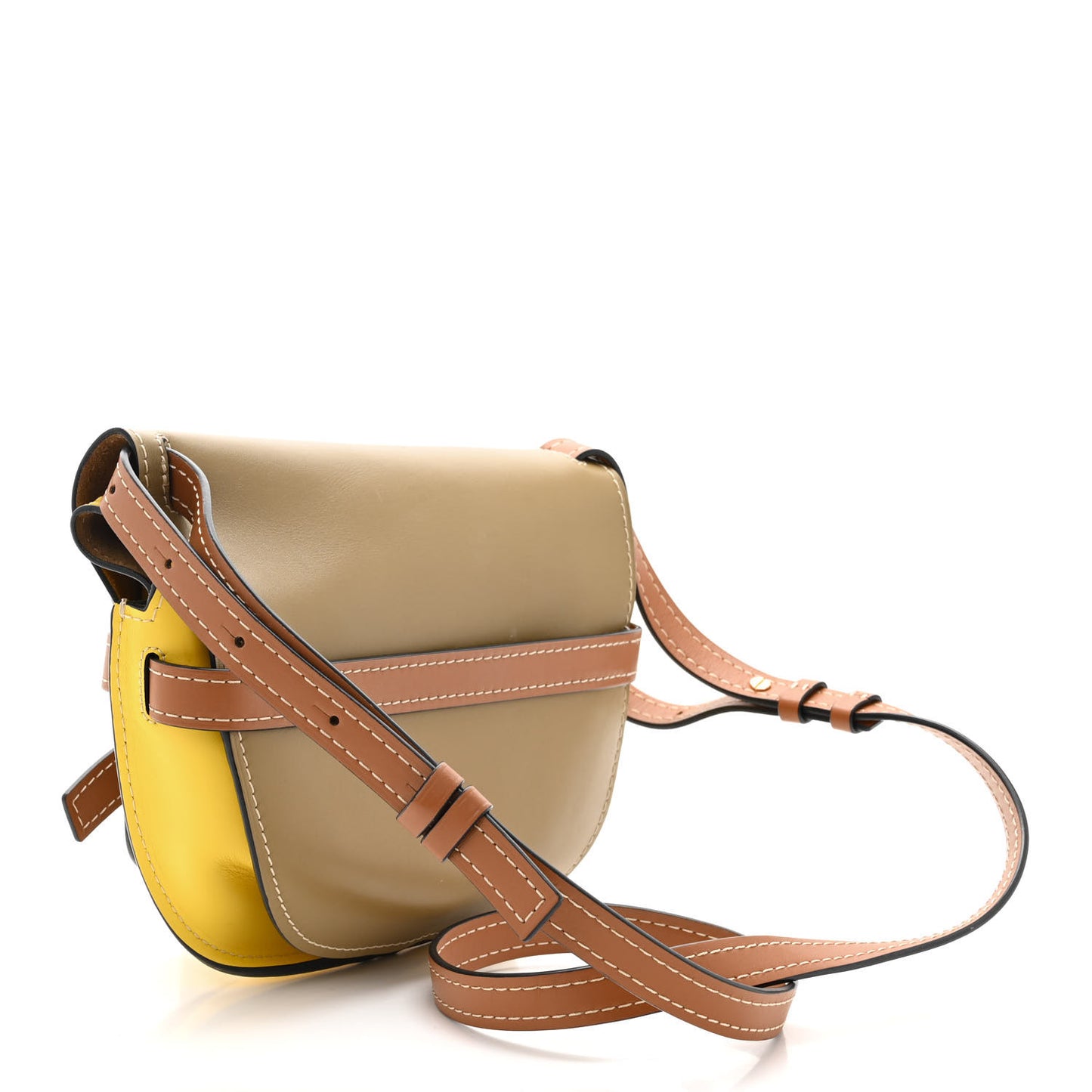 Calfskin Small Gate Crossbody Bag Mocca Yellow Pecan