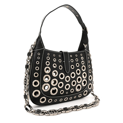 Gucci Calfskin Ha Ha Ha Jackie 1961 Eyelet Hobo Black 3 of 12