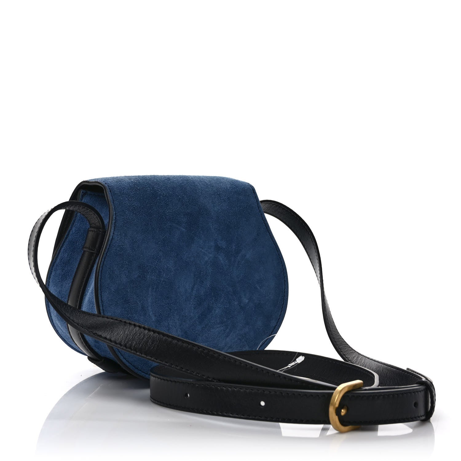 Chloe Suede Small Marcie Saddle Bag Deep Denim 3 of 9