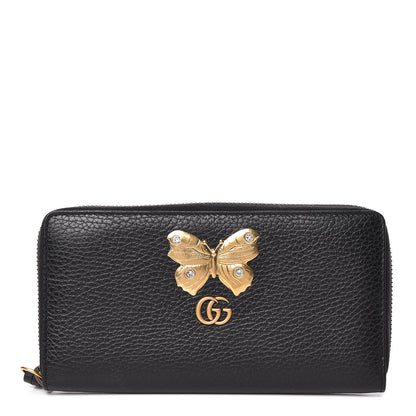 Gucci Calfskin Butterfly Zip Around Wallet Black 1 of 9