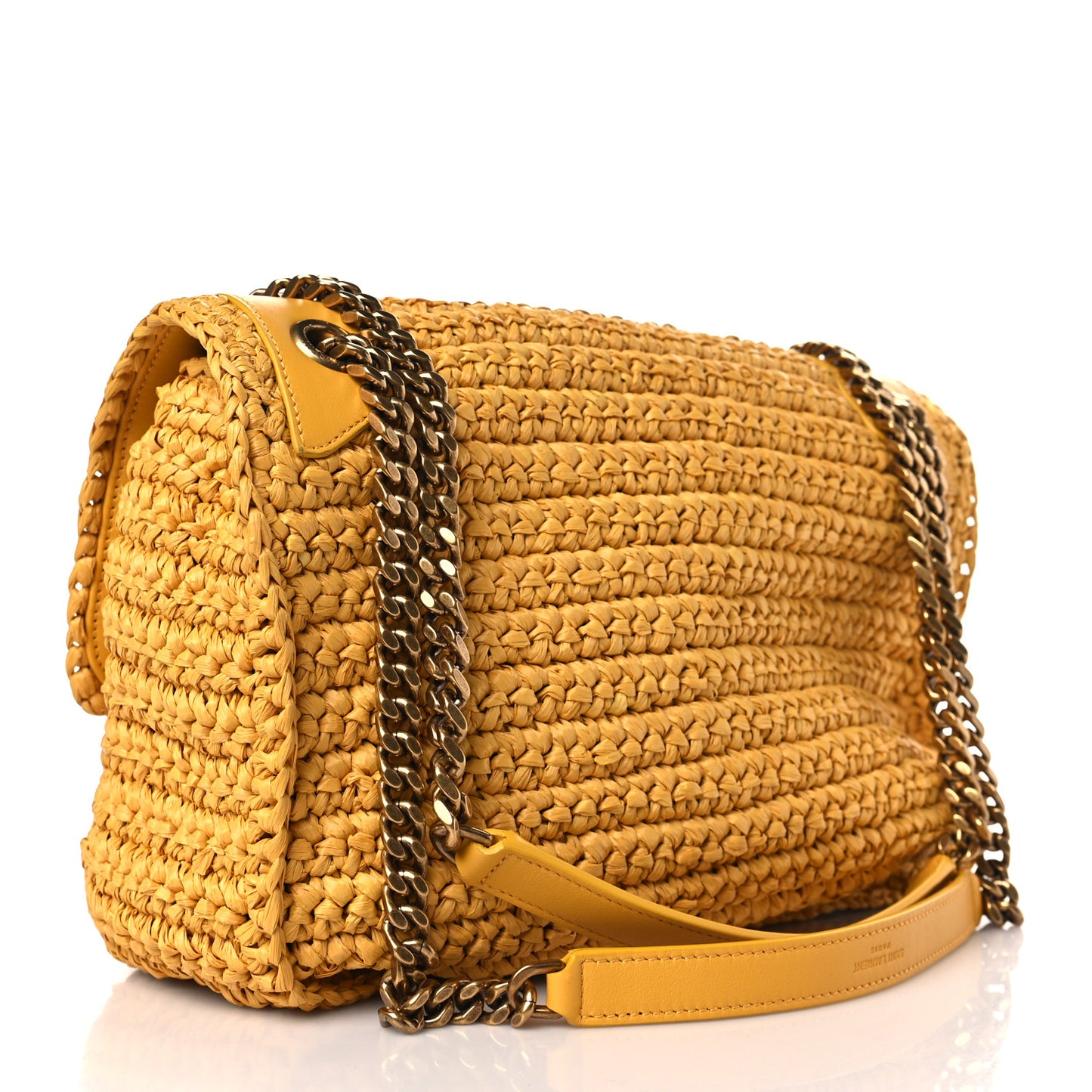 Raffia Calfskin Monogram Medium Niki Chain Satchel Wheat