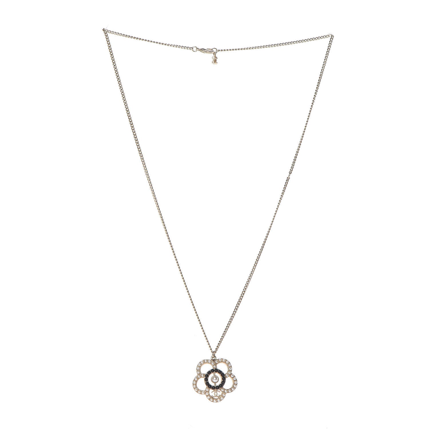 Chanel Pearl Camellia Necklace Gold 3 of 5