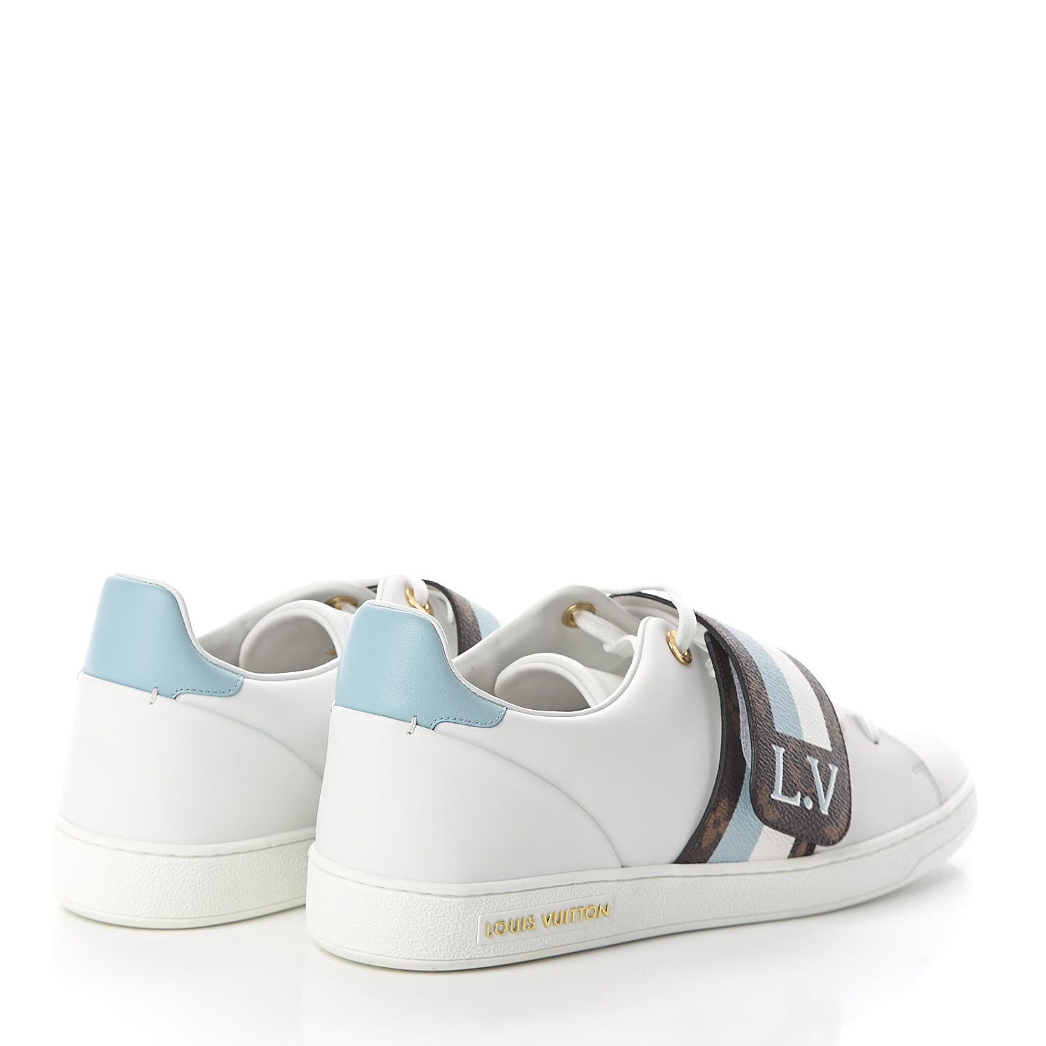 Louis Vuitton Calfskin Monogram Striped Frontrow Sneakers 41 White 4 of 8