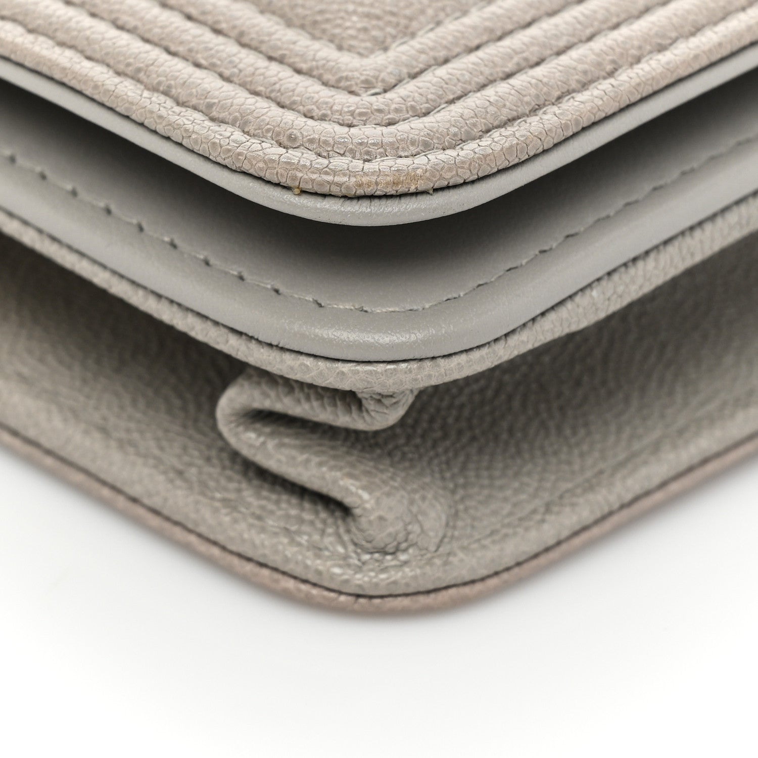 Chanel Caviar Quilted Boy Wallet On Chain WOC Grey 13 of 17