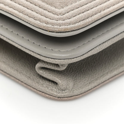 Chanel Caviar Quilted Boy Wallet On Chain WOC Grey 13 of 17