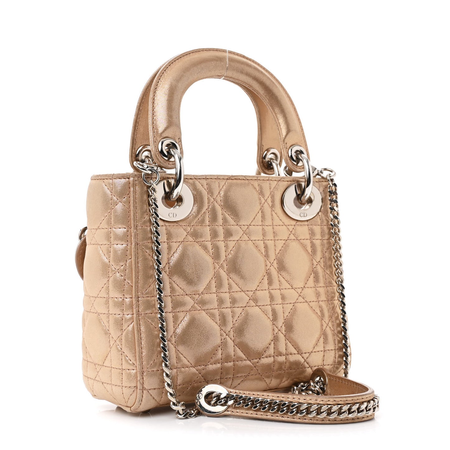 Metallic Nubuck Cannage Mini Lady Dior Gold