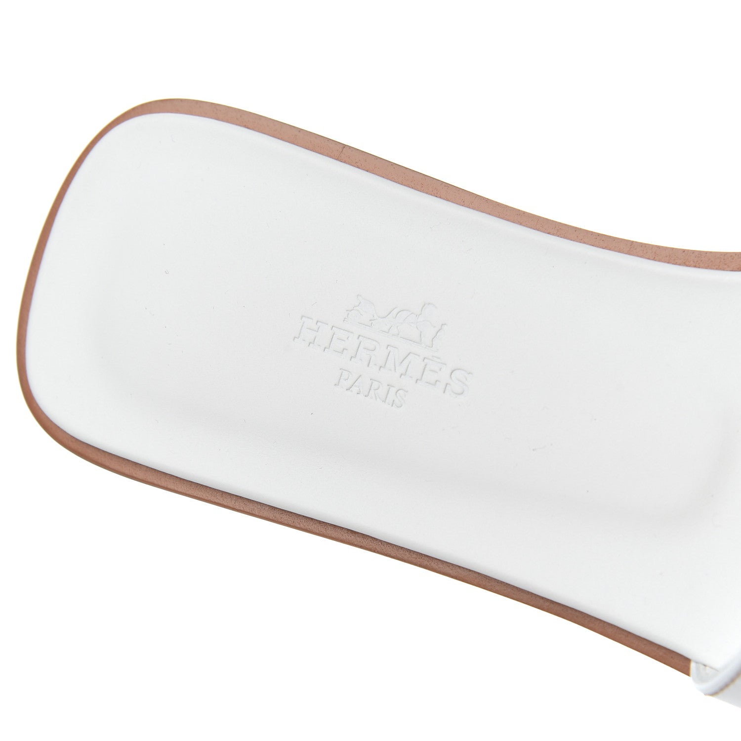 Hermes Box Calfskin Oran Sandals 37.5 White 7 of 9