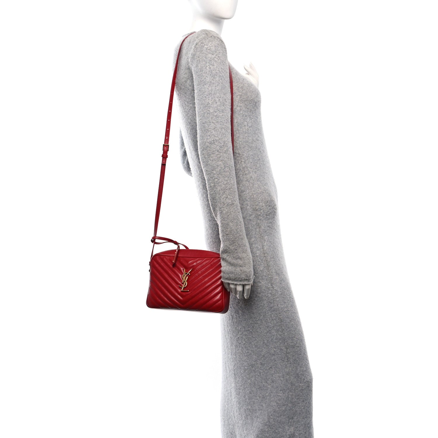 Saint Laurent Calfskin Matelasse Monogram Lou Camera Bag Rouge Eros 3 of 10
