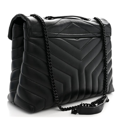 Saint Laurent Calfskin Y Quilted Monogram Monochrome Medium Loulou Chain Satchel Black 3 of 11