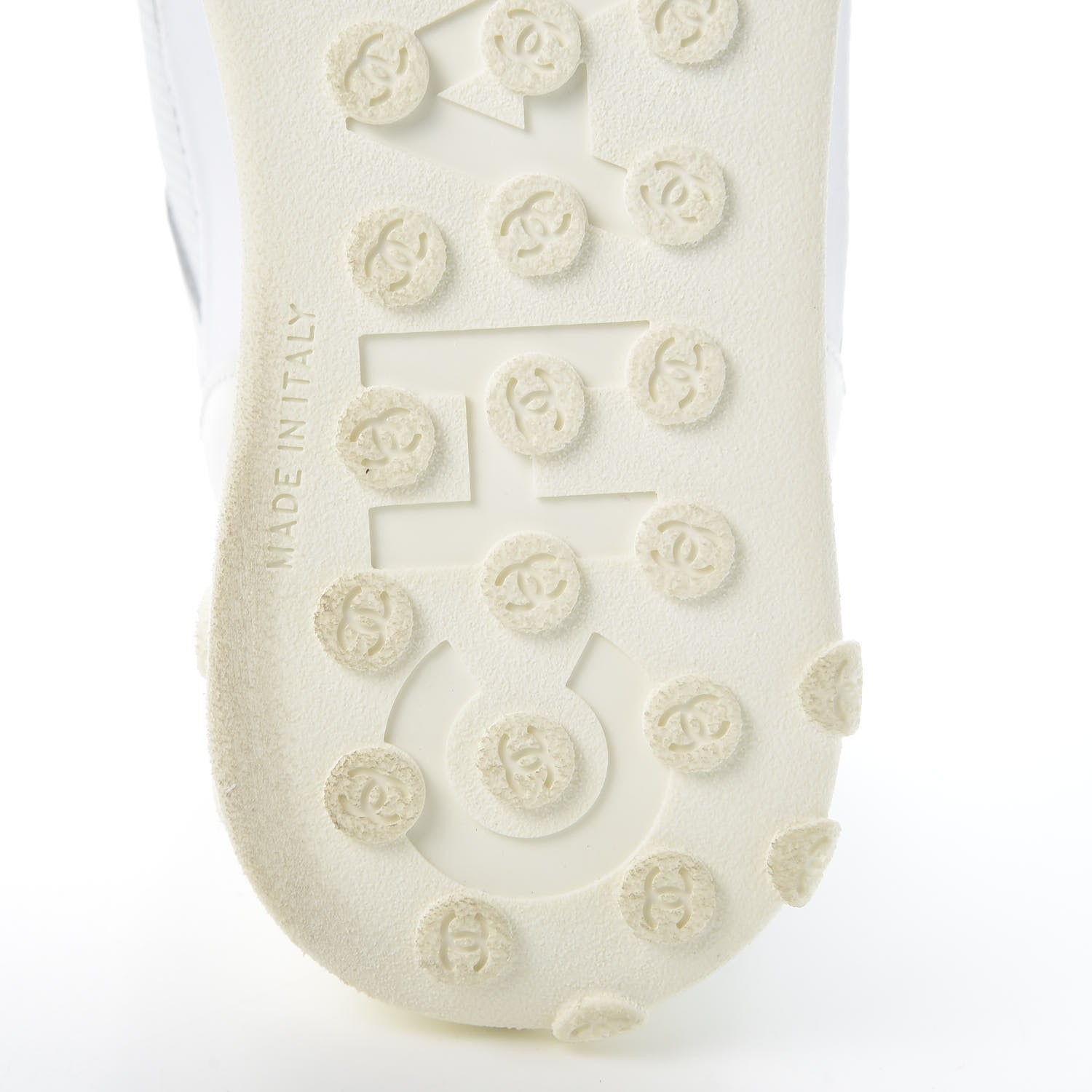 Chanel Calfskin Mesh Lycra Womens Logo High Top Sneakers 38 White 8 of 10