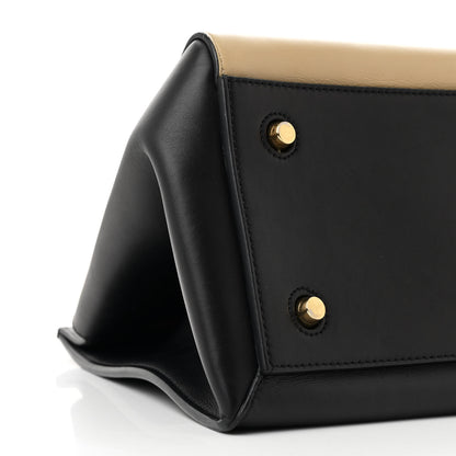 Celine Smooth Calfskin Medium Bi-Color Edge Shoulder Bag Black Beige 9 of 11