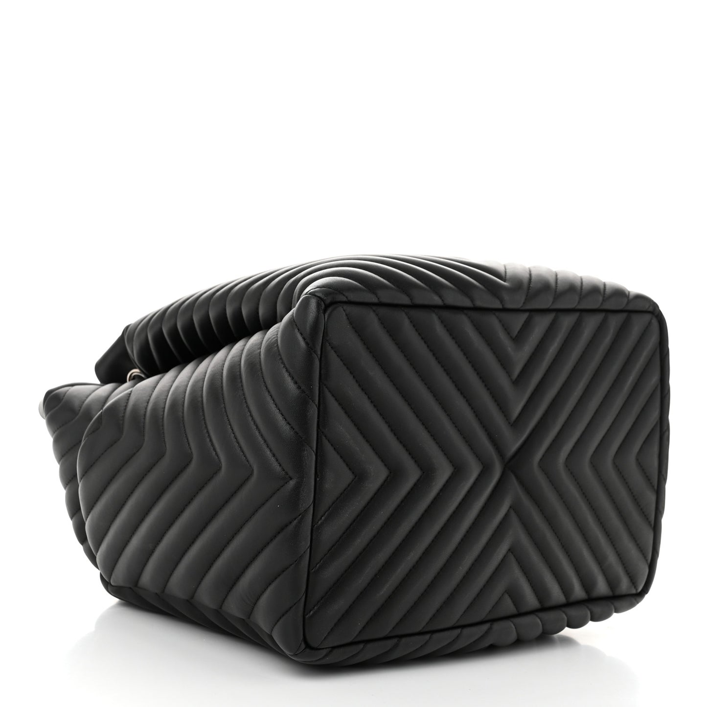 Calfskin Chevron Large Urban Spirit Drawstring Bag Black