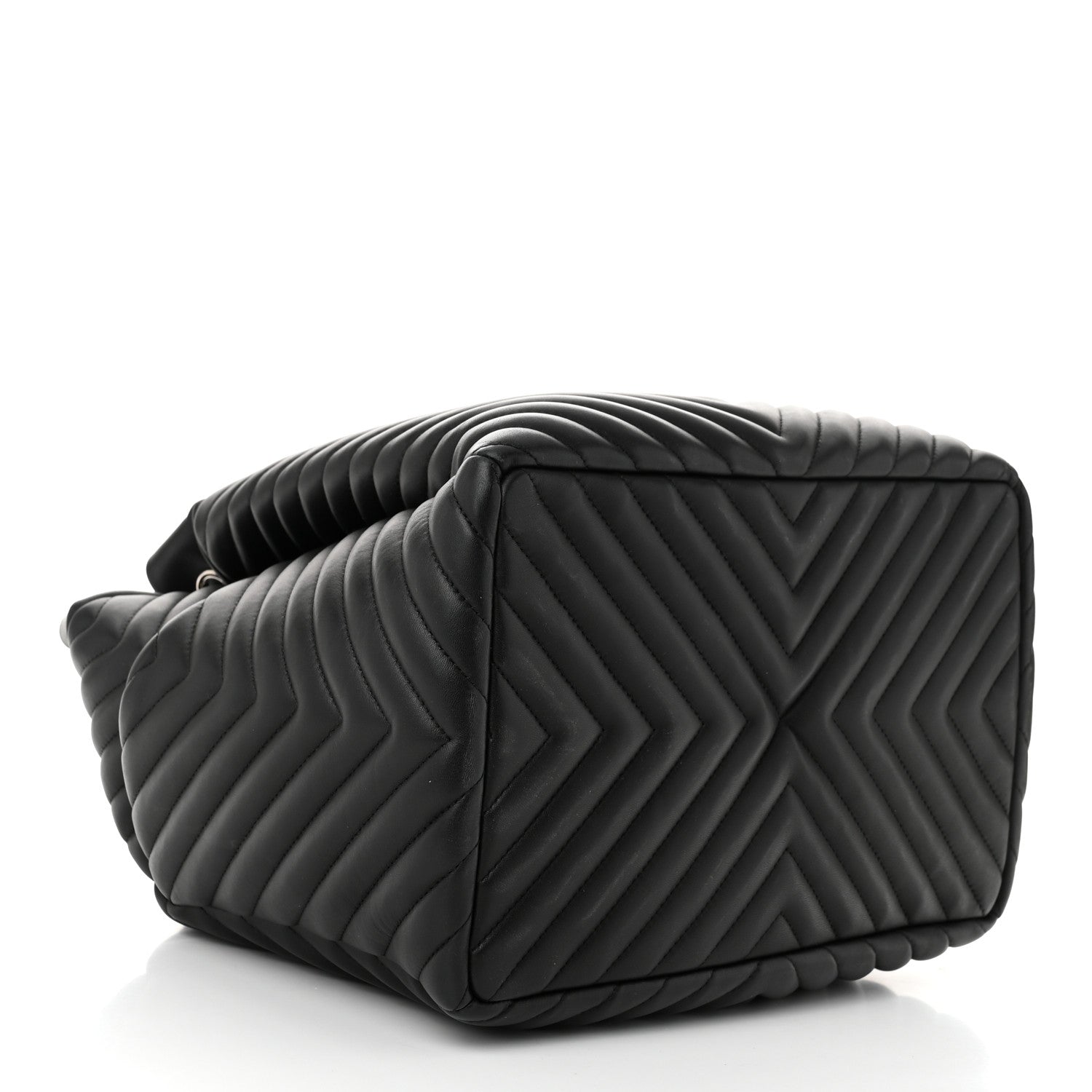 Chanel Calfskin Chevron Large Urban Spirit Drawstring Bag Black 4 of 10
