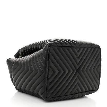 Chanel Calfskin Chevron Large Urban Spirit Drawstring Bag Black 4 of 10