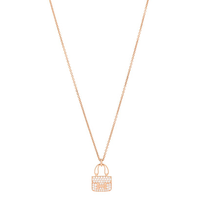 Hermes 18K Rose Gold Diamond Constance Amulettes Pendant Necklace 1 of 6