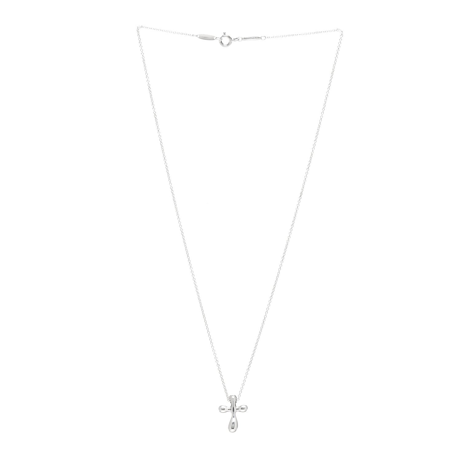 Tiffany Sterling Silver 16mm Elsa Peretti Cross Pendant Necklace 3 of 4