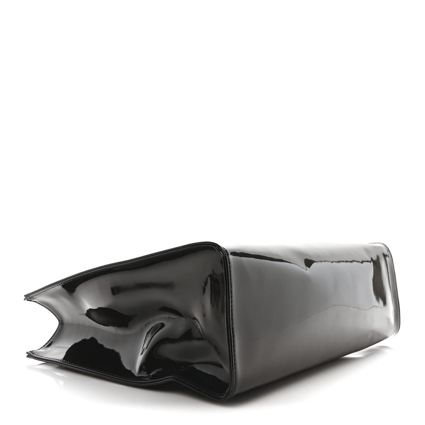 Patent Vegan Leather Medium Shopping Bag Black