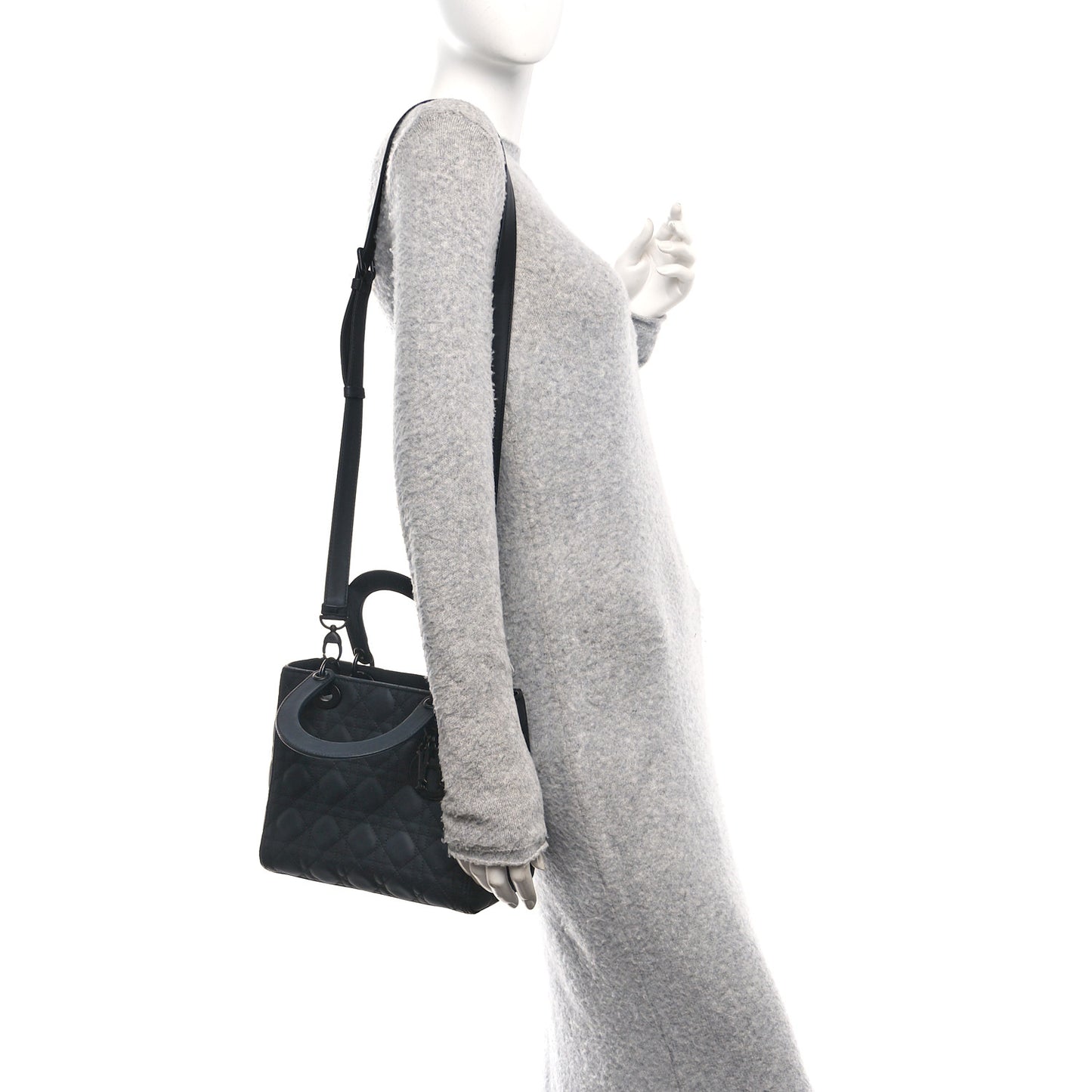 Ultra Matte Calfskin Cannage Medium Lady Dior Black