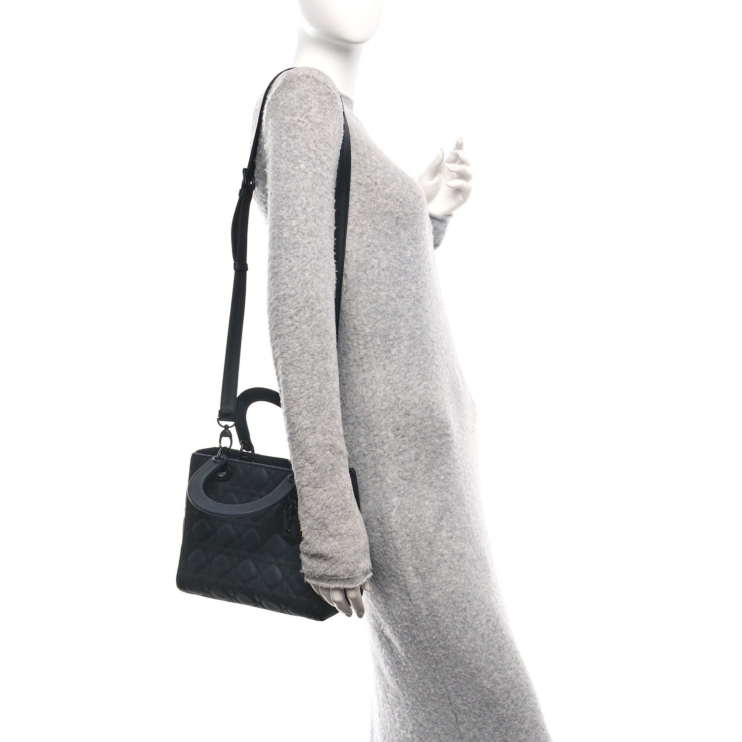 Christian Dior Ultra Matte Calfskin Cannage Medium Lady Dior Black 2 of 10
