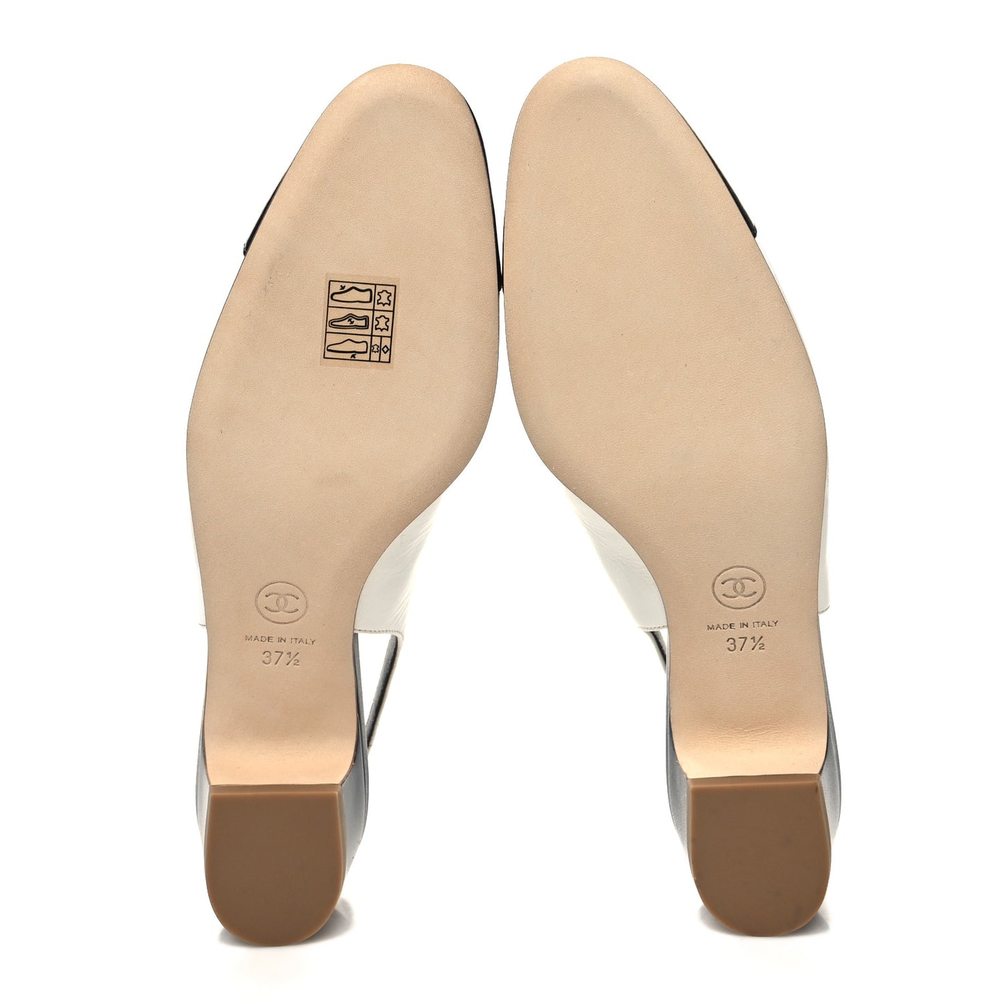 Calfskin Cap Toe CC Slingback Pumps 37.5 White Dark Navy