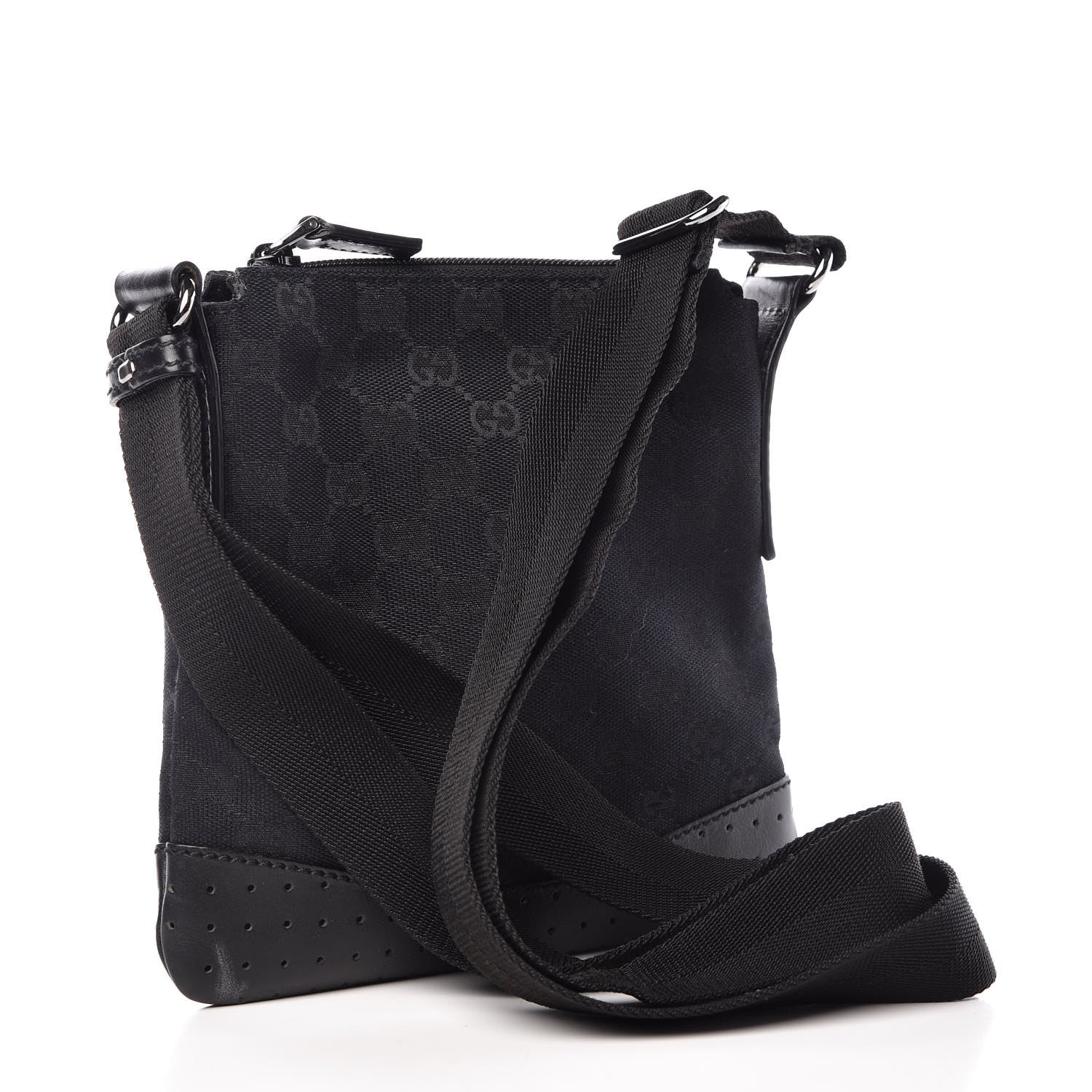 Gucci Monogram Small Perforated Messenger Black 3 of 11
