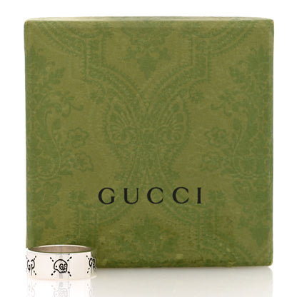 Gucci Sterling Silver GG Wide Band Ring 63 10.25 5 of 5